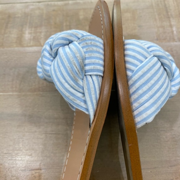 Something Navy Cici Bow nautical blue white striped slide on sandals flats shoes - Picture 8 of 13